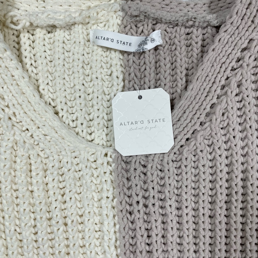 ALTAR’d State Sweater Colorblock Knit Cropped Pullover NWT Women’s Size Medium - Picture 5 of 14